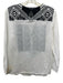 Figue Size S White, Black & Navy Cotton Long Sleeve Embroidered Neck Tie Top White, Black & Navy / S