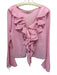 House of CB Size L Pink Silk Chiffon Ruffle Front Sheer Front Tie Top Pink / L