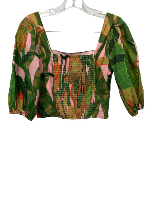 Julie Brown Size S Green, Pink & Orange Cotton 1/2 Balloon Sleeve Pant Set Green, Pink & Orange / S