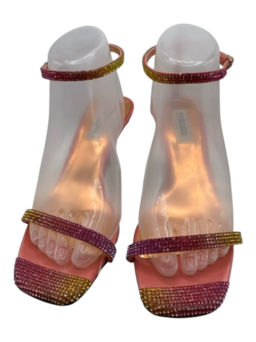 Sebastian Milano Shoe Size 39 Pink, Orange & Yellow Rhinestone T Back Sandals Pink, Orange & Yellow / 39