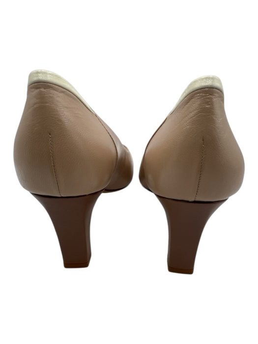 Bruno Magli Shoe Size 39 Taupe, Cream & Brown Leather Peep Toe Square Toe Pumps Taupe, Cream & Brown / 39