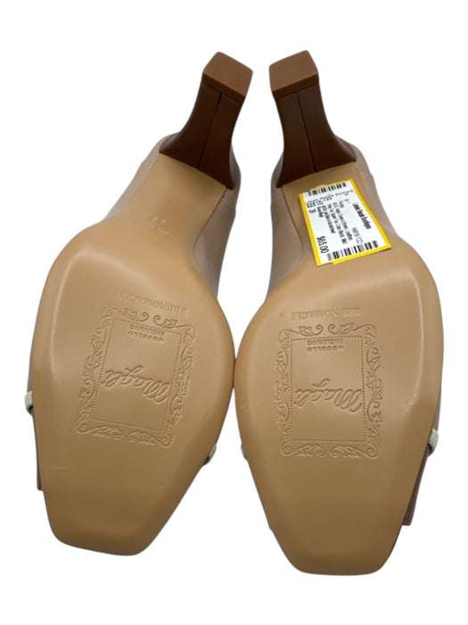 Bruno Magli Shoe Size 39 Taupe, Cream & Brown Leather Peep Toe Square Toe Pumps Taupe, Cream & Brown / 39