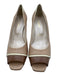 Bruno Magli Shoe Size 39 Taupe, Cream & Brown Leather Peep Toe Square Toe Pumps Taupe, Cream & Brown / 39