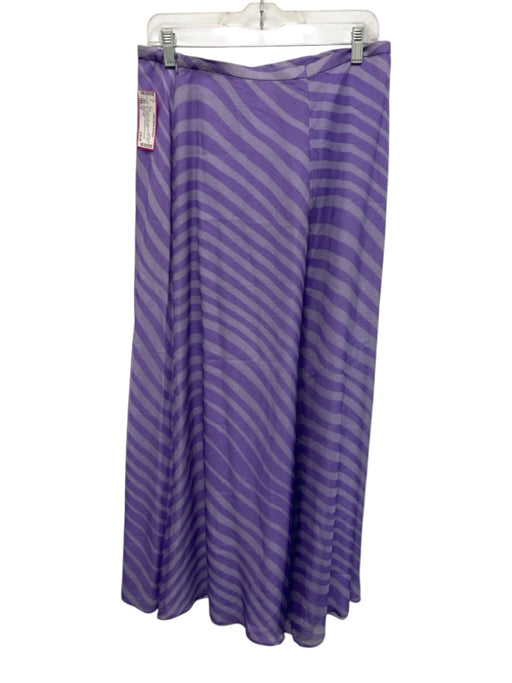 Rena Lange Size 10 Purple Silk Diagonal Stripe Side Zip Palazzo Pants Purple / 10