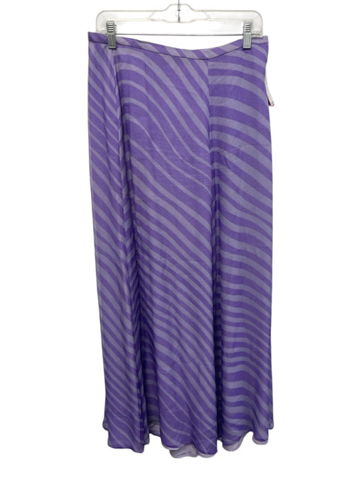 Rena Lange Size 10 Purple Silk Diagonal Stripe Side Zip Palazzo Pants Purple / 10