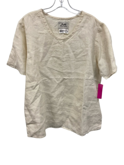 FLAX By Jeanne Engelhart Size S Cream Linen Short Sleeve Tunic Top Cream / S