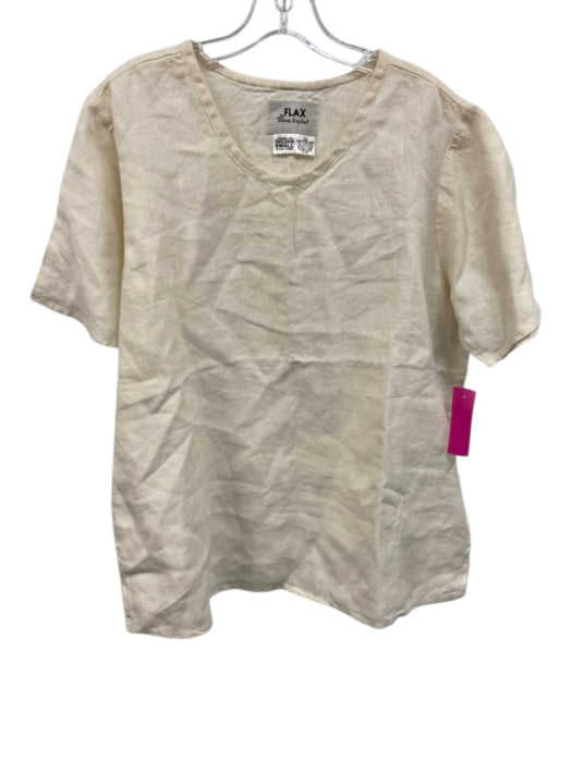 FLAX By Jeanne Engelhart Size S Cream Linen Short Sleeve Tunic Top Cream / S