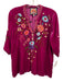 Johnny Was Size M Fuchsia Pink Rayon Blend Velvet Embroidered Flowers Top Fuchsia Pink / M