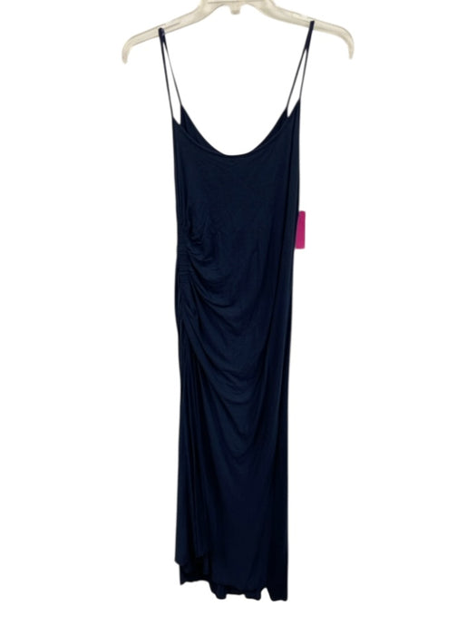 A.L.C. Size XS Navy Blue Viscose Side Ruching Spaghetti Strap Maxi Dress Navy Blue / XS