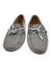 Tods Shoe Size 40 Gray & White Leather Logo Tie Almond Toe Boat Moccasins Gray & White / 40