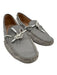 Tods Shoe Size 40 Gray & White Leather Logo Tie Almond Toe Boat Moccasins Gray & White / 40