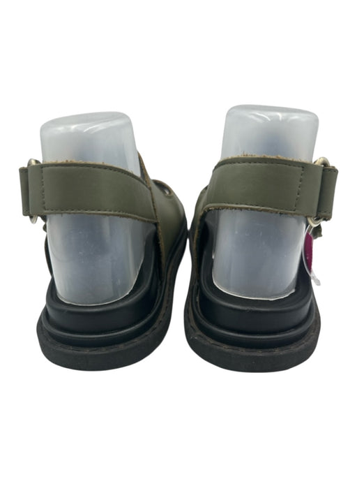 Alohas Shoe Size 37 Olive Green & Black Leather Upper Buckle Velcro Sandals Olive Green & Black / 37