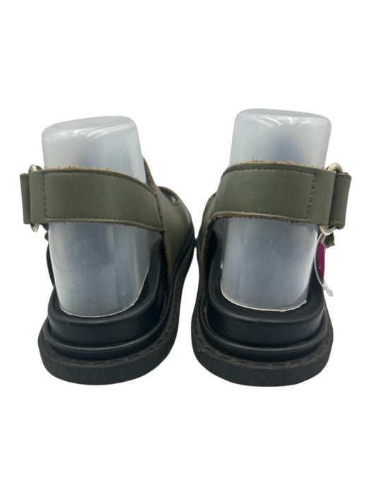 Alohas Shoe Size 37 Olive Green & Black Leather Upper Buckle Velcro Sandals Olive Green & Black / 37