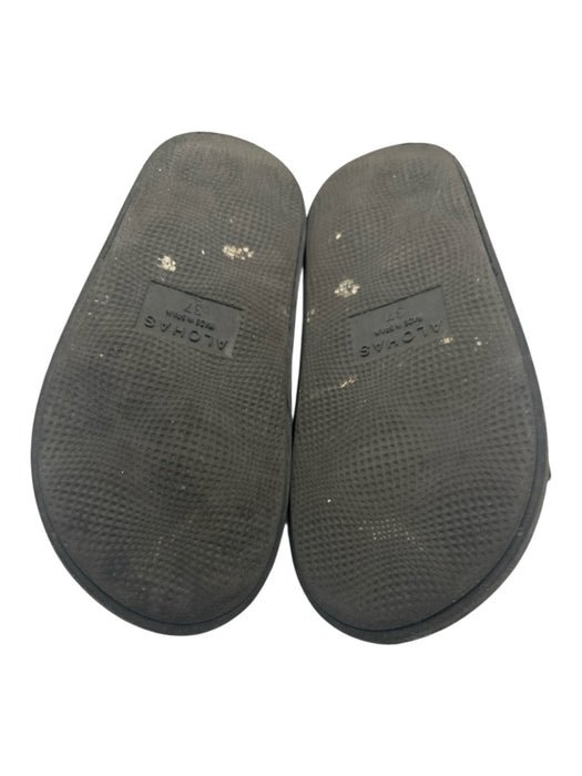 Alohas Shoe Size 37 Olive Green & Black Leather Upper Buckle Velcro Sandals Olive Green & Black / 37