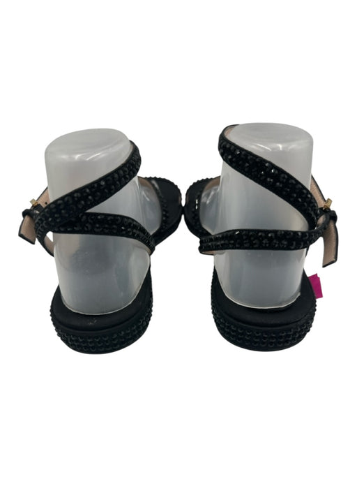 Stuart Weitzman Shoe Size 9.5 Black Textile Rhinestone Ankle Wrap Buckle Sandals Black / 9.5