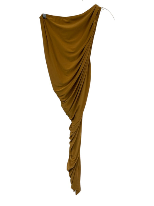 Norma Kamali Size S/36 Beige Nylon Blend Gathered Bodysuit One Shoulder Dress Beige / S/36