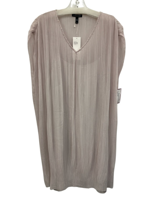 Eileen Fisher Size S Light Purple Silk Accordian Pleats Cap Sleeve Sheer Dress Light Purple / S