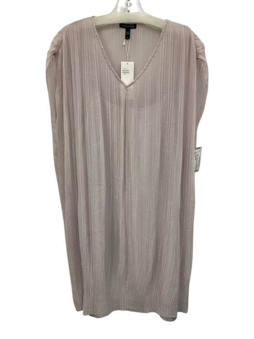 Eileen Fisher Size S Light Purple Silk Accordian Pleats Cap Sleeve Sheer Dress Light Purple / S