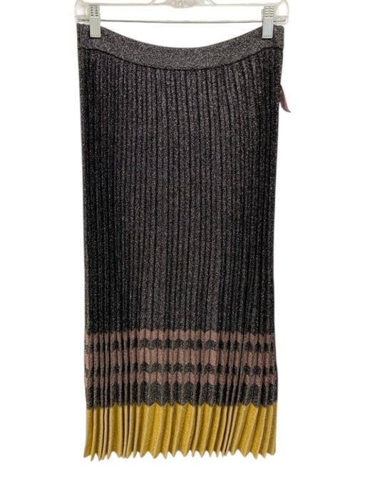 Derek Lam 10 Crosby Size M Silver, Black, Yellow Viscose & Metallic Maxi Skirt Silver, Black, Yellow / M