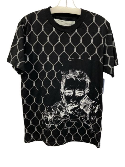 Off-White Size M Black & White Cotton Graphic Short Sleeve T Shirt Short Sleeve Black & White / M