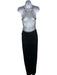 Lillie Rubin Size S Black & Silver Rayon & Nylon Bedazzled Cut Out Leg Slit Gown Black & Silver / S
