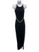 Lillie Rubin Size S Black & Silver Rayon & Nylon Bedazzled Cut Out Leg Slit Gown Black & Silver / S