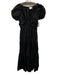La Ligne Size L Black Cotton Short Puff Sleeve V Neck Tiered Midi Dress Black / L