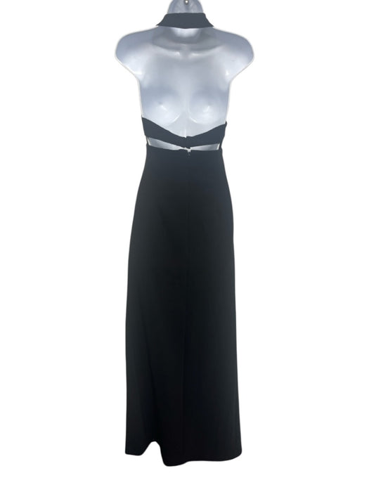 Solace London Size 4 Black Polyester Sleeveless Cut Outs Front Slit Maxi Dress Black / 4