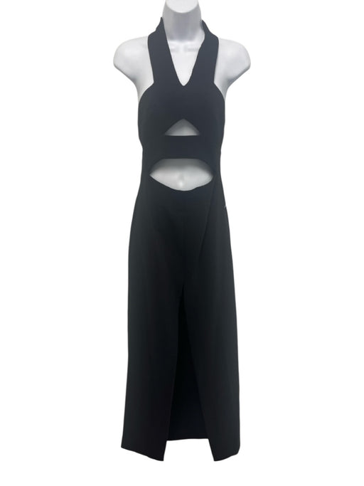 Solace London Size 4 Black Polyester Sleeveless Cut Outs Front Slit Maxi Dress Black / 4