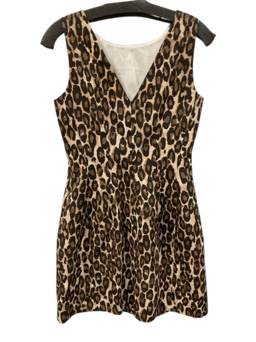 Kate Spade Size 6 Brown & Beige Cotton & Silk Sleeveless Animal Print Mini Dress Brown & Beige / 6