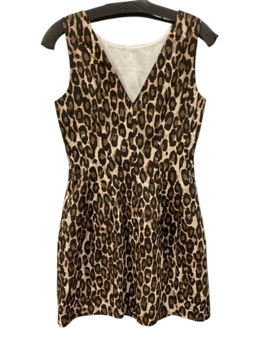 Kate Spade Size 6 Brown & Beige Cotton & Silk Sleeveless Animal Print Mini Dress Brown & Beige / 6