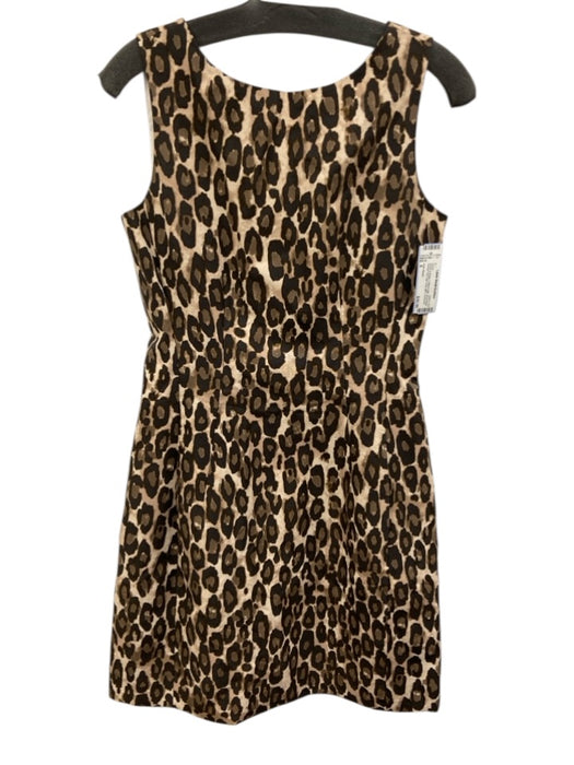 Kate Spade Size 6 Brown & Beige Cotton & Silk Sleeveless Animal Print Mini Dress Brown & Beige / 6