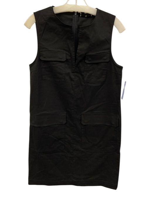 Tuckernuck Size S Black Cotton & Spandex Sleeveless Pockets Split Neck Dress Black / S