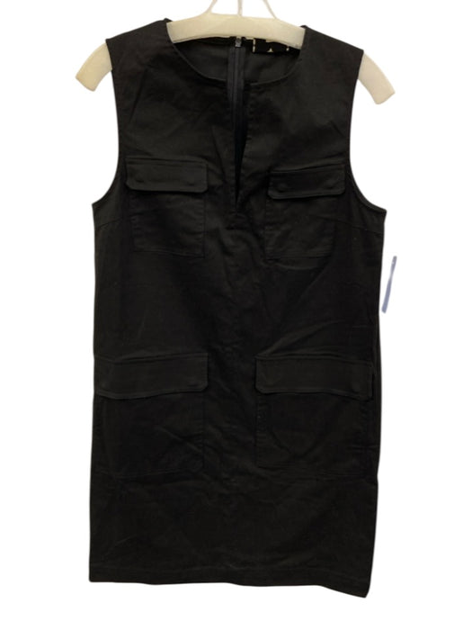 Tuckernuck Size S Black Cotton & Spandex Sleeveless Pockets Split Neck Dress Black / S