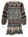 Sea New York Size 6 Black, Blue, Peach Cotton Long puff sleeve Buttons Dress Black, Blue, Peach / 6