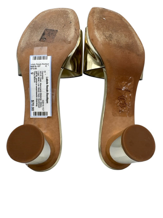 Tory Burch Shoe Size 9 Gold Manmade Material Slides Logo Mule Sandals Gold / 9