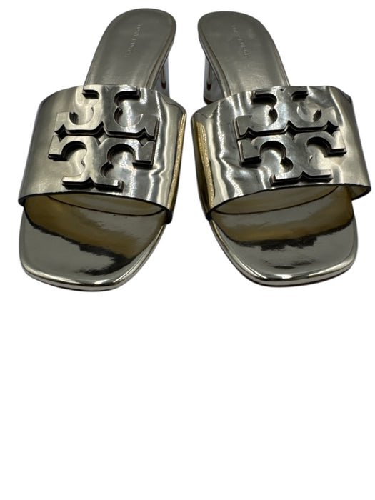 Tory Burch Shoe Size 9 Gold Manmade Material Slides Logo Mule Sandals Gold / 9