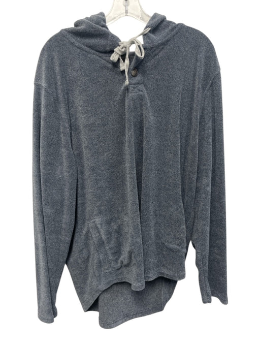Carbon 2 Cobalt Size M Gray Cotton Blend Solid Hoodie Quarter Button Jacket Gray / M