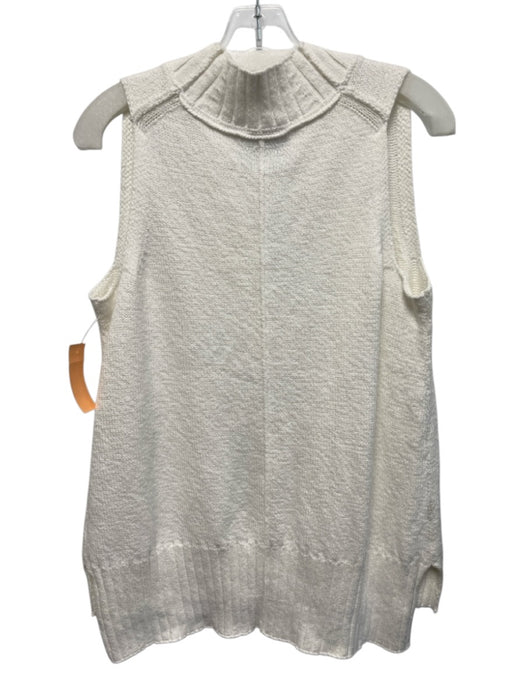 Brochu Walker Size S Cream Cotton Blend Knit Ribbed V Neck Vest Sweater Cream / S