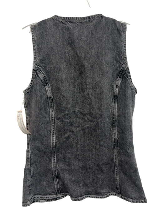 Rails Size S Black Wash Cotton Denim Button Front Princess Seams Vest Top Black Wash / S