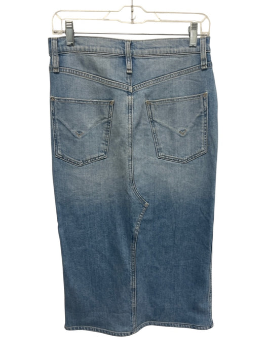 Hudson Size 27 Light Wash Cotton Denim Zip Fly Pockets Front Slit Midi Skirt Light Wash / 27