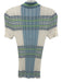 Akris Punto Size 6 Blue, White, Green Cupro & Viscose Short Sleeve Rib Knit Top Blue, White, Green / 6