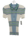 Akris Punto Size 6 Blue, White, Green Cupro & Viscose Short Sleeve Rib Knit Top Blue, White, Green / 6