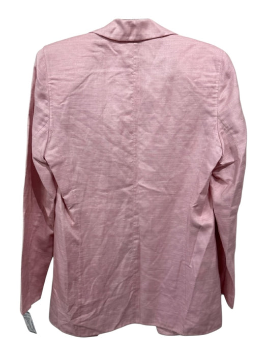 Escada Size 34 Pink Silk Blend Long Sleeve Collar Open Front Pockets Jacket Pink / 34