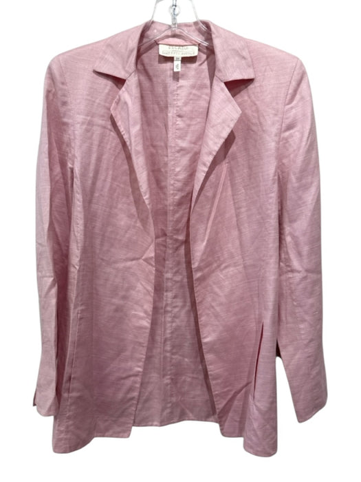 Escada Size 34 Pink Silk Blend Long Sleeve Collar Open Front Pockets Jacket Pink / 34