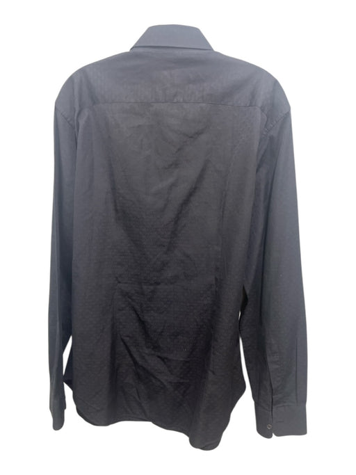 Ferragamo Size L Black Cotton logo Button up Men's Long Sleeve Shirt Black / L