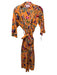 Victoria Dunn Size S/M Orange & Multi Cotton 3/4 Sleeve Floral Print Sash Robe Orange & Multi / S/M