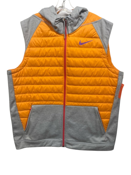 Nike Size XXL Orange & Gray Polyester Zipper Men's Vest Orange & Gray / XXL