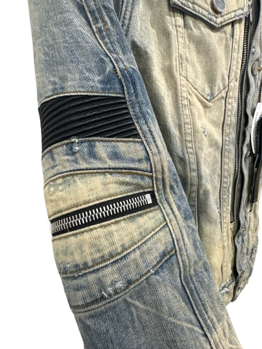 Amiri NWT Size M Light Wash Cotton Solid Trucker Moto Men's Jacket Light Wash / M