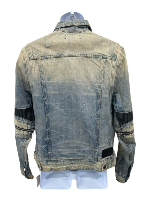 Amiri NWT Size M Light Wash Cotton Solid Trucker Moto Men's Jacket Light Wash / M